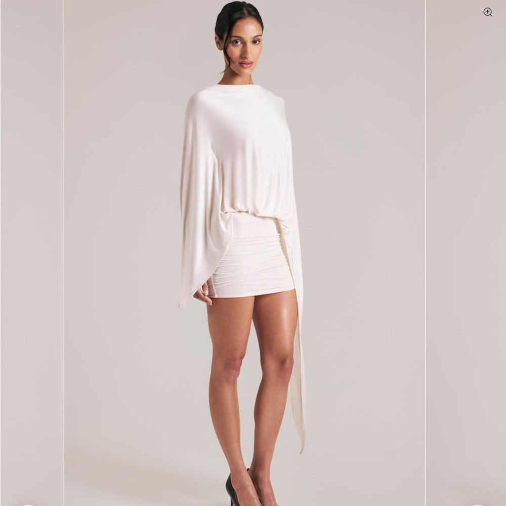 Oh Polly - Lida Draped Cape Mini Dress in Ivory